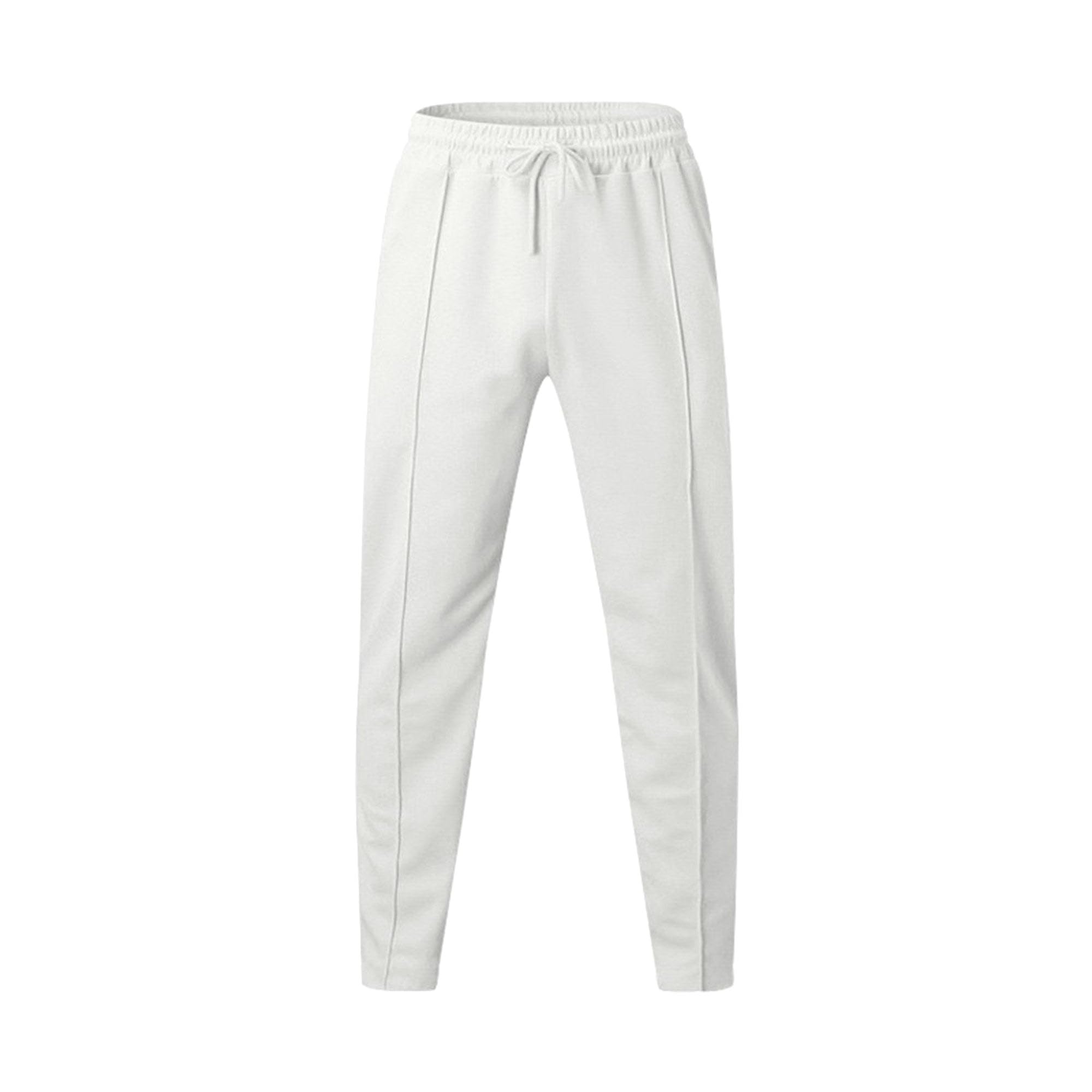 Maiyifu-GJ Men's Casual Fleece Sweatpants Athletic Lounge Pants Straight Leg Joggers Trousers with Pockets (White,Small)