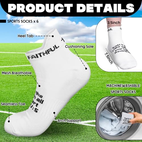 Janmercy 6 Pairs Catholic Socks Christmas Christian Sports Gifts Athletic Running Ankle Religious Socks Faith Jesus Gifts2