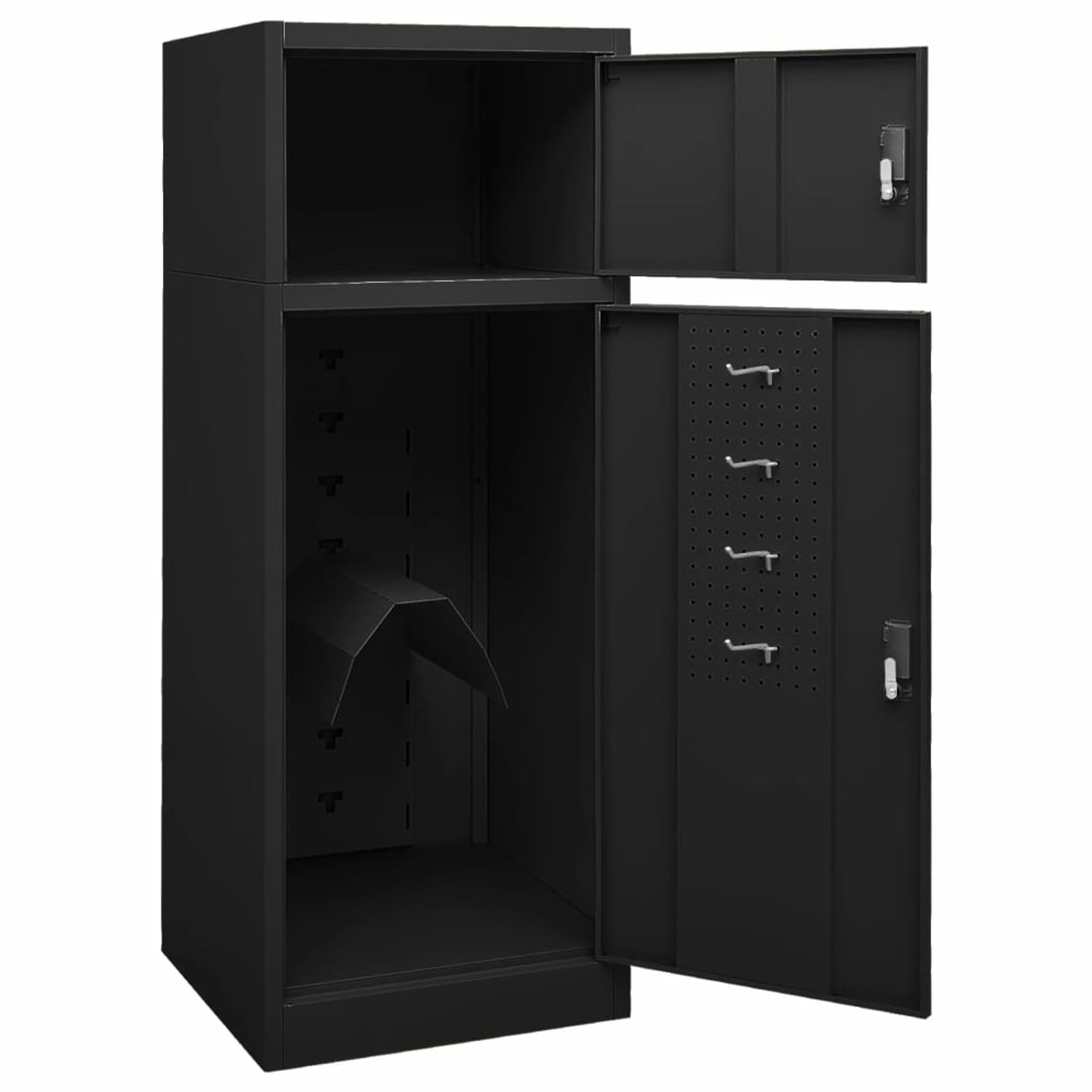 Sattelschrank Schwarz Stahlschrank 53x53x140 cm Stahl Sattel