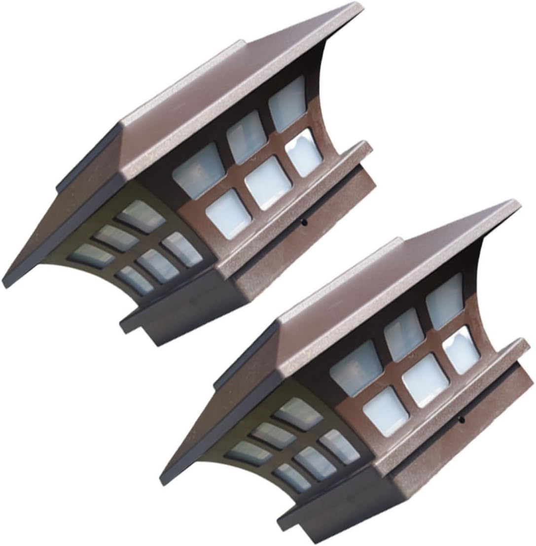 Vaguelly 2pcs Solar Powered Led Light Columns Pillar Lights for Outdoor Decorative Garden Lamps Easy to Install for Fence Patio Balcony