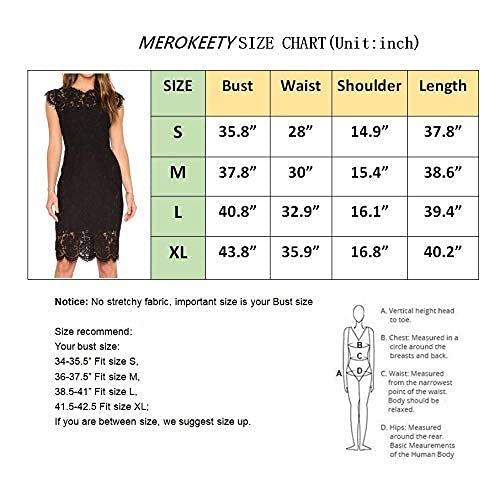Merokeety Women's Sleeveless Lace Floral Elegant Cocktail Dress Crew Neck Knee Length For Party A-Black #TOP3