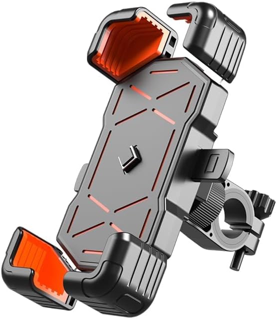 Motorbike Phone Holder for Suzuki Intruder 400 2004-2016, 360° Rotatable Phone Mount Anti-Shake Quick Release Motorcycle Phone Mount for 4.7-7.2" Mobile Phone,Handlebar A Orange