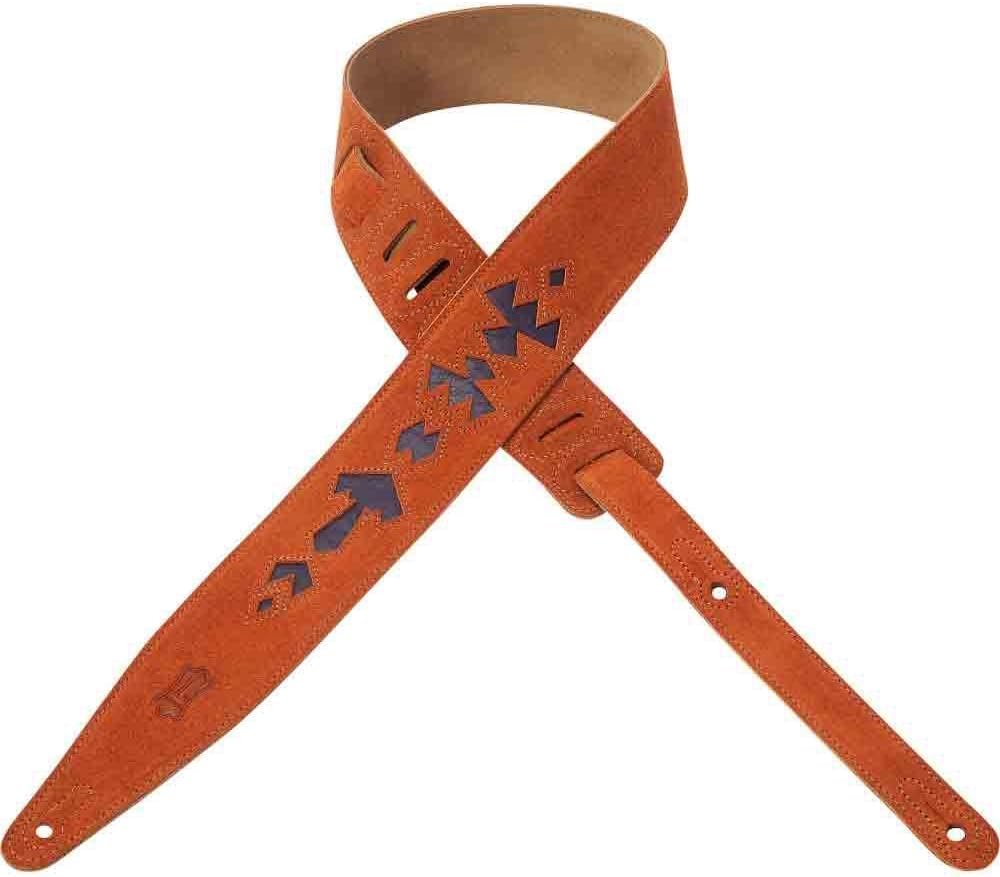 Levy's Leathers 2 1/2" Suede Leather Guitar Strap with Decorative Aztec Inlay and Suede Backing. Adjustable from 41" to 55"; Copper (MS317JAX-CPR)