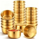 IANFAN 24 Pcs 304 Stainless Steel Dipping Sauce Cups 2 oz Mini Ramekins Containers Reusable Round Dipping Bowls for Ketchup Dressing Appetizer Kitchen Restaurant Home Party Dinner Cooking, Gold