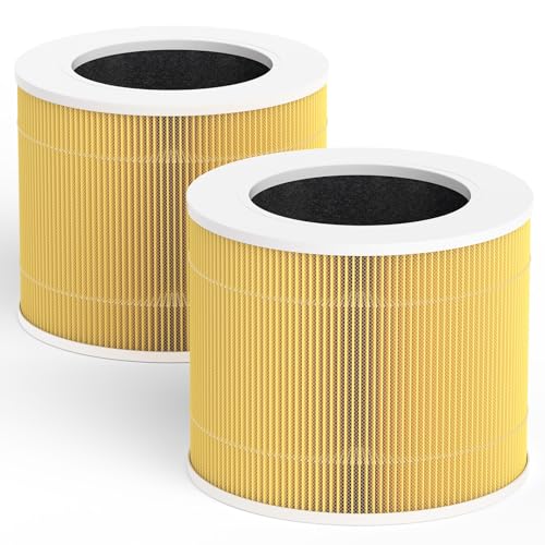 Leemone 2 Pack Core Mini Pet Replacement Filter for LEVOIT Core Mini Air Purifiers, High-Efficiency Activated Carbon,Yellow