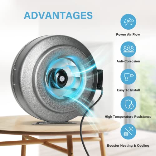 Ipower 12 Inch 1060 Cfm Inline Duct Fan Air Circulation Vent Blower With Grounded Power Cord For Grow Tent/Hydroponic Ventilation, Grey #TOP3