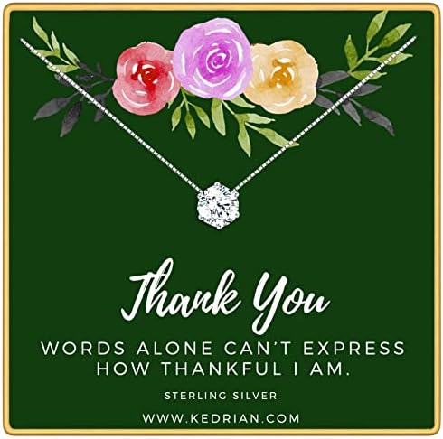 KEDRIAN Thank You Necklace, 925 Sterling Silver, Perfect Thank You Gifts for Women Friends, Employee Appreciation Gifts for Women, Teacher Appreciation Gifts For Coworkers, Thank You Gift For Women