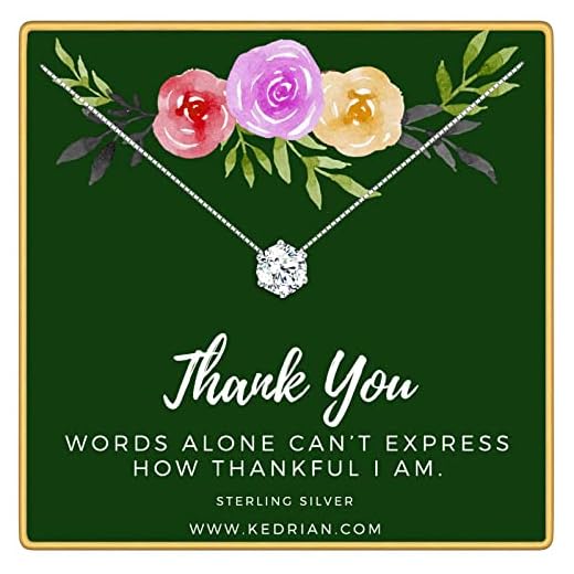 KEDRIAN Thank You Necklace, 925 Sterling Silver, Thank You Gifts for Women, Appreciation Gifts for Women, Teacher Appreciation Gifts, Thank You Gift, Friendship Necklace, Employee Appreciation Gifts