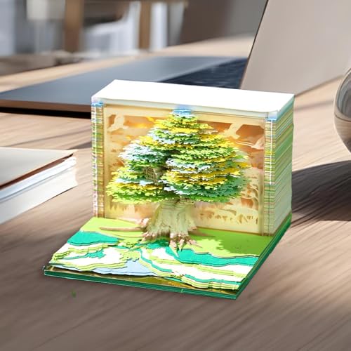 Bloc-notes 3D 2026 calendrier cabane arbre papier découpé - 3