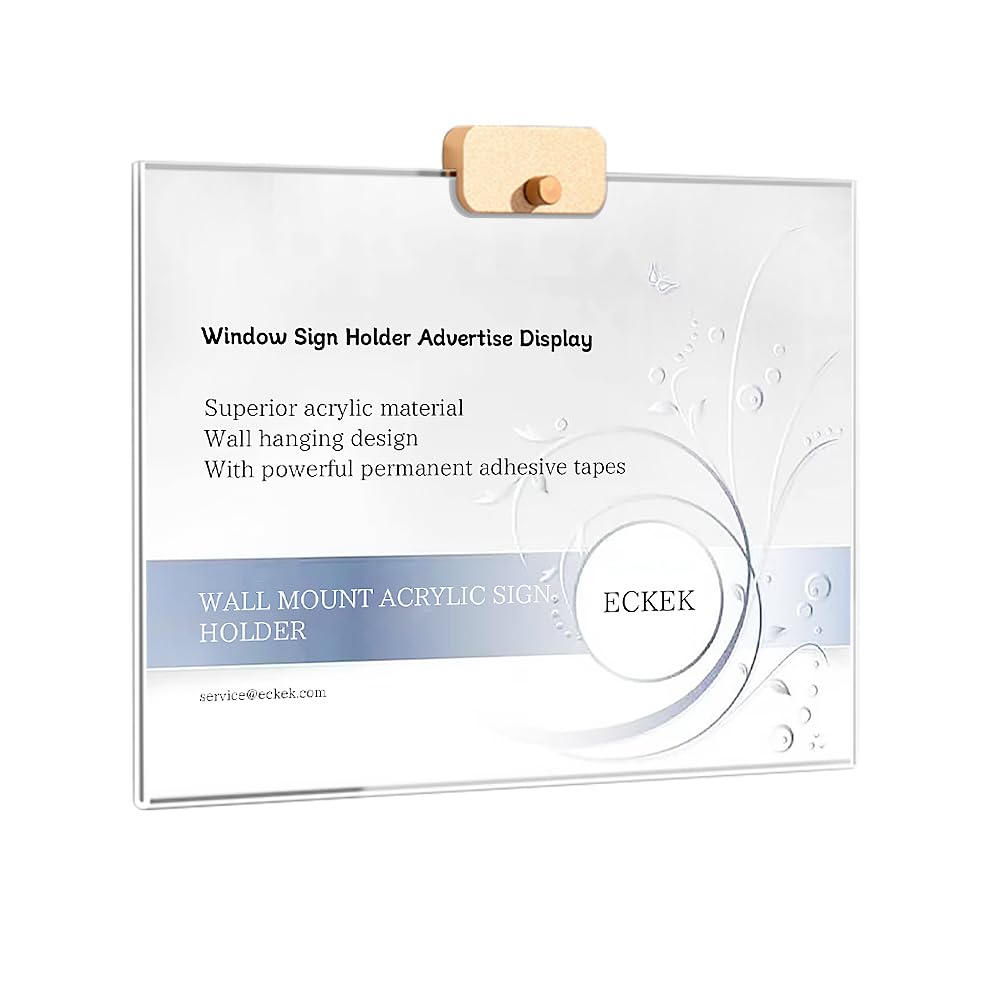 ECKEK Wall Mount Acrylic Sign Holder with 3M Tape, Photo Menu Flyer Display Frames for Mall, Office, Home, Restaurant (Metal Horizontal A5 148×210mm/