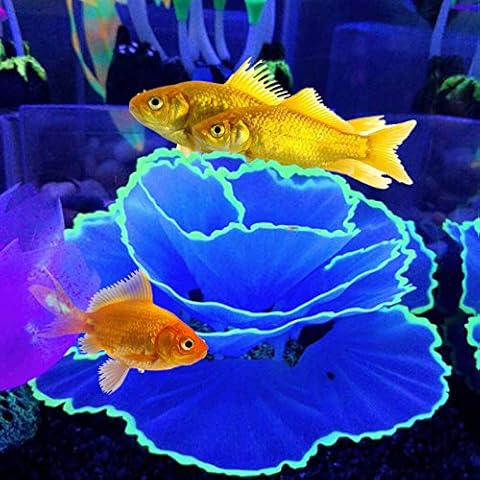 Besimple Artificial Coral Ornament Glowing Effect Resin Aquarium Plants Coral Aquarium Fish Tank Decorations(Blue) Cover
