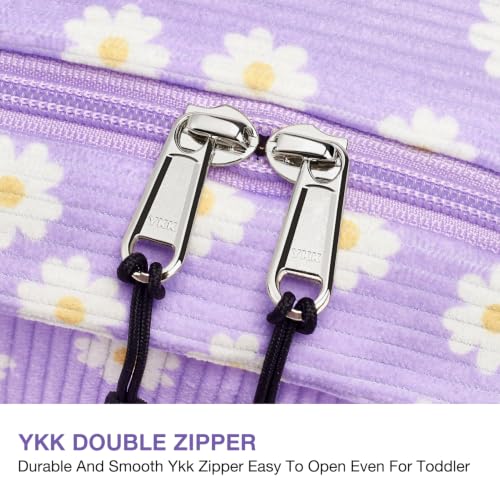 Image of STEAMEDBUN Corduroy Toddler Backpack for Girls 2-4: Kids backpack for Boys Girls - 12 inch Preschool Kindergarten Backpacks - Purple Daisy