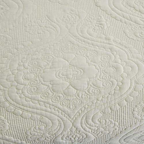 Hoplee King Size Cream Quilt Set Cotton Bedspread Coverlet Set (98X106) With Cream Pillow Shams 3 Piece Farmhouse Bedding Set #TOP3