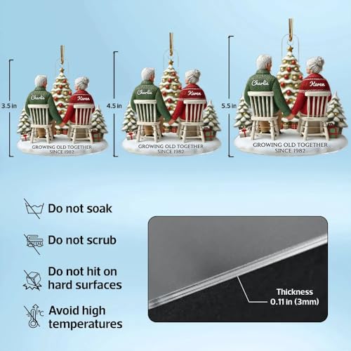 Custom 3D Effect Couple Growing Old Together Acrylic Ornament - Personalized Hand-Holding Car Hanging Decor for Anniversary Gifts - Image 7