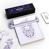 Rongta Impressora de estêncil de tatuagem, máquina de tatuagem térmica sem fio F81S com 5 peças de papel de transferência, compatível com telefone/tablet/PC/laptop, impressora de tatuagem Bluetooth