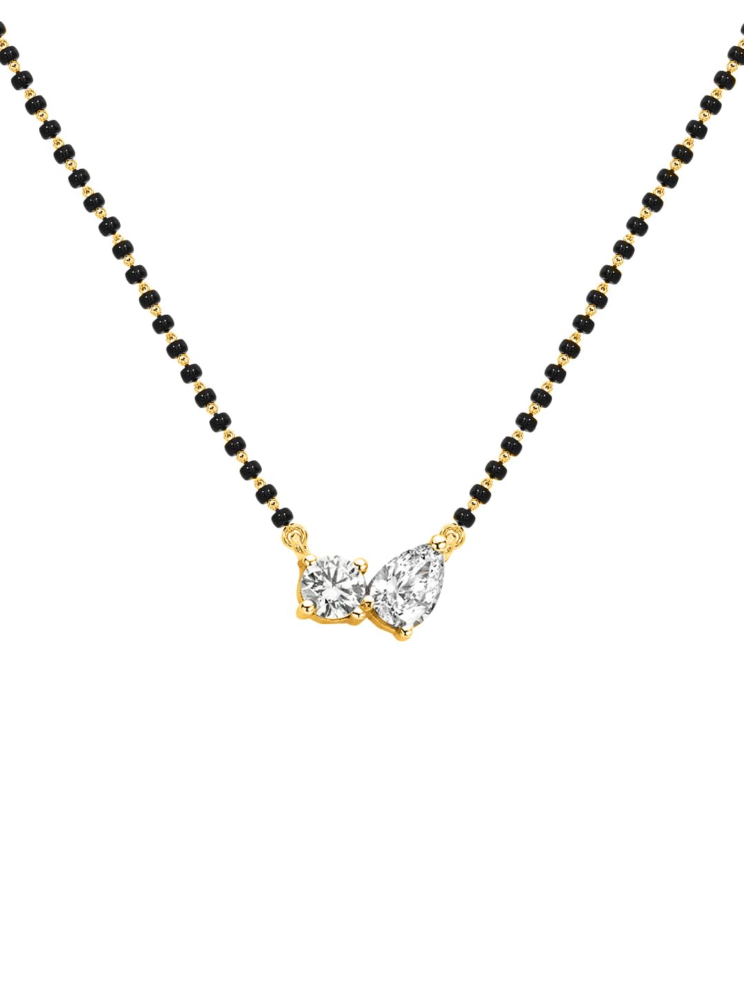 minutiae Stylish AD Pendant Necklace Black Beads Mangalsutra For Women With Extendable Chain-picture-25