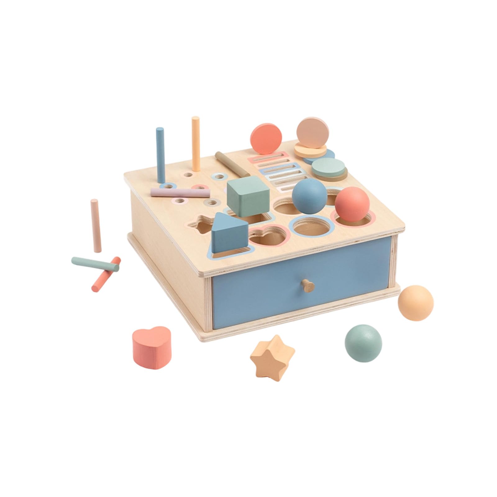 Geometrische Holzform, Farbsortierbox, Lernspielzeug für Kleinkinder, mit Holzstäbchen, Münze, Kleinkind Lernen