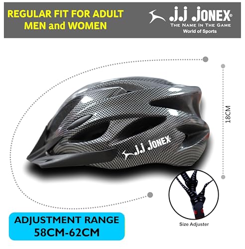 Image of JJ Jonex Adjustable Cycling & Skating Helmet with Detachable Visor | Light Weight | Adjustable Strap with Comfortable Chin Padding | Blue | Medium Size | (Black, Medium)