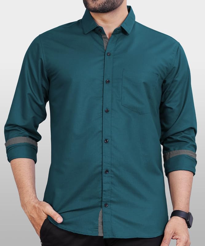 Image of Pinkmint Men's Solid Shirt | Soft Cotton Blend | Formal Shirt | Plain | Full Sleeve - Regular Fit (Available in Plus Size and Pack of 3)