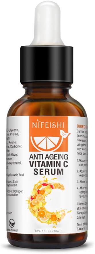 Vitamin C Serum for Face with Hyaluronic Acid and Vitamin E, Organic Topical Anti-Aging Moisturizing Facial Serum for Face, Neck Décolleté