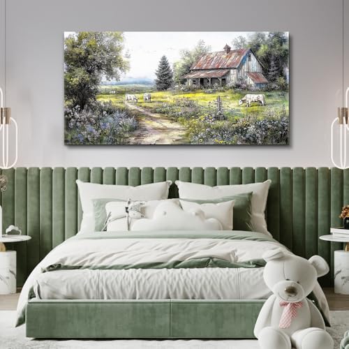 PHAOHUAXM Canvas Wall Art For Living Room Wall Decor For Bedroom Office Decorations Field Wall Pictures Artwork Flower Scenery Watercolour Paintings Aesthetic Home Decor Ready to Hang 20x40 In