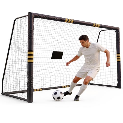 8x5.3 Ft Metal Soccer Goal for Backyard, Weatherproof Net with Foam Padded Posts, Easy Assembly, Anti-Collision Design, Suitable for Adults and Kids