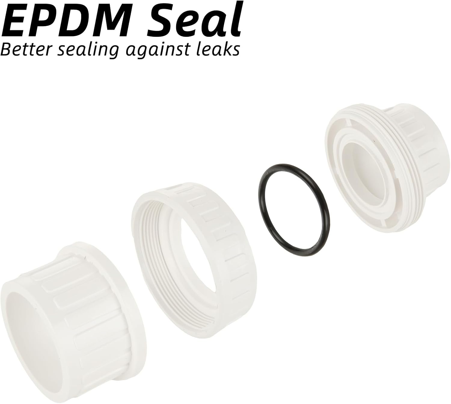 4PCS PVC Union 2 Inch PVC Coupling Pipe Fitting Adapter, EPDM O-Ring, Socket to Socket, White