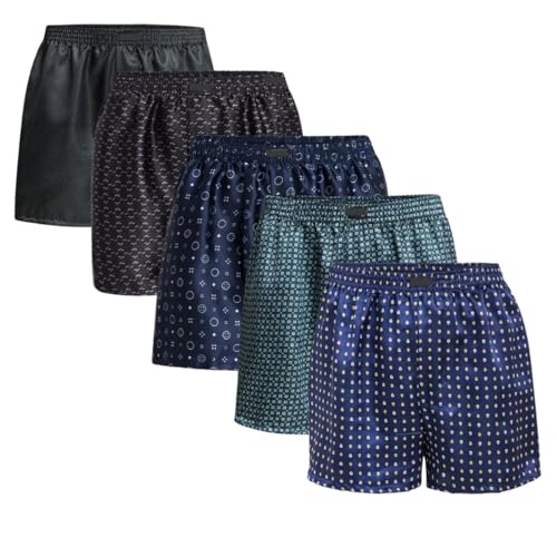 Kit Com 5 Cuecas Samba Canção De Cetim Masculino (BR, Alfa, M, Regular, Colors)