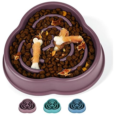 IOKHEIRA Dog Slow Feeder Bowl, Newest Slow Eating Dog Bowl With Super Bottom Suction Cup, Safety Durable Food Bowl for Medium and Large Dogs (L, Red) Cover