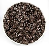 Non-Slicone Screw Thread Micro Ring Beads for Hair Extensions Applications 5 Color Optional (1000Pcs, Brown)