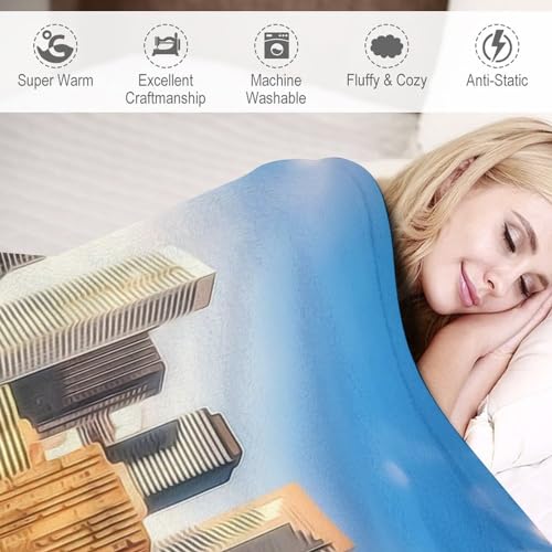 Couverture Houston paysage urbain 152x203 cm légère et chaude pour canapé