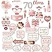 70th Birthday Party Photo Booth Props and Signs, Rose Gold 70 Birthday Party Selfie Props Kit with Sticks for Women, Seventy 70th Happy Birthday Party Decorations Supplies Favors