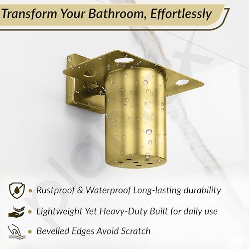 Image of Plantex Tumbler Holder for Bathroom /Stainless Steel Toothbrush Holder /Toothpaste Holder /Bathroom Accessories - Pack of 1, Aqua (Brass Antique)