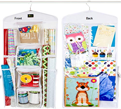 Zuitcase Dual Sided Vertical Gift Wrap Organizer, Wrapping Paper Organizer, Paper Storage System, Gift Wrap Organizer and Gift Paper Hanging Storage Bag for All Your Gift Wrapping wrapping paper stora