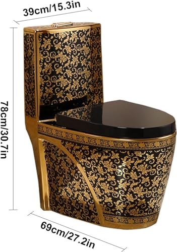 Golden Toliet, Inodoro de una pieza para baño con altura cómoda, descarga dual y asiento cómodo, inodoro compacto (400mm), 27.2x30.7x15.3in miniatura 7