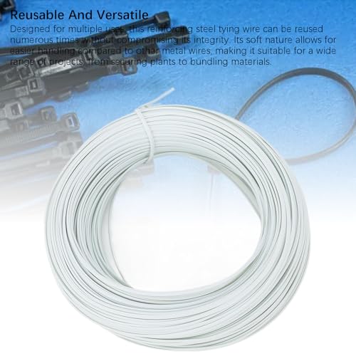 Alambre de amarre para refuerzo, longitud 100m, alambre de hierro galvanizado con PVC, 15% a 20% de elasticidad, resistente a la erosión para uso interior y exterior (Blanco) miniatura 5