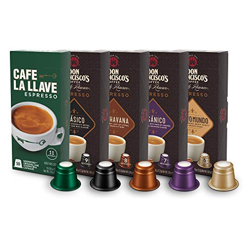 Amazon.com: Don Francisco's and Café La llave Cápsulas de café 10 unidades  cada una, cápsulas de café reciclables (50 unidades) compatibles con  Nespresso Original Brewers : Comida Gourmet y Alimentos