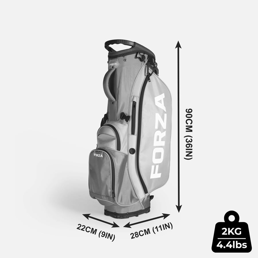 FORZA Bolsa de golf con soporte | Bolsa divisora ligera de 5 vías para palos de golf con doble correa acolchada y 6 bolsillos con cremallera - Almacenamiento organizado y transporte cómodo para todos