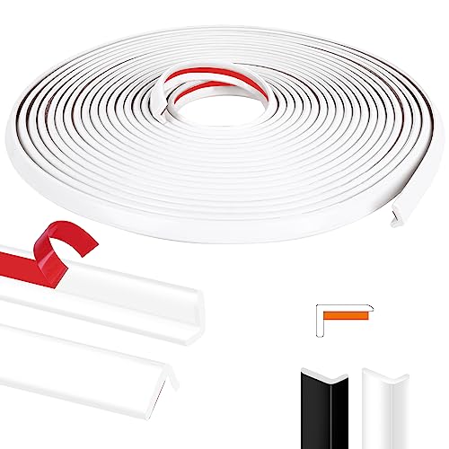 Image of Kikerike Peel and Stick Tile Edge Trim 25Ft L-Shape Outside Corner Molding Vinyl Exterior Edging Moulding for Bathroom Backsplash End Shower Wall Edges Furniture Decoration - White 25Ft(White)