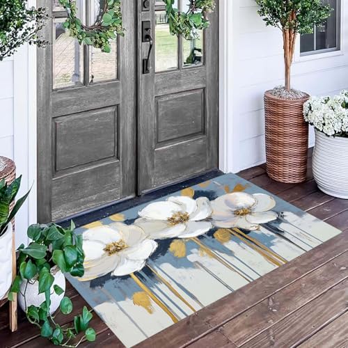 Tapis antiderapant et lavable en machine style abstrait feuille d'or