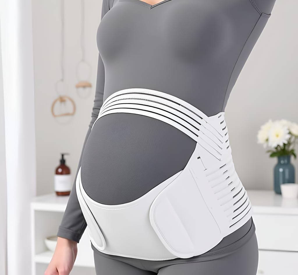 Maternity Belly Band, Pregnancy Support Belt, Breathable Belly Support Brace, Lightweight Abdominal Binder, Adjustable 3-in-1 Maternity Belt for All Stages of Pregnancy (X-Large, White)