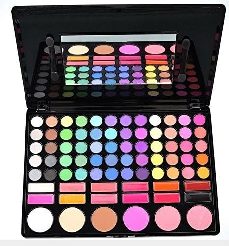 BLUETTEK Professional 78 Colors Eyeshadow Eye Shadow Palette Cosmetic Makeup Kit Set Make Up Professional Box with 6 Blush and 12 Lipsticks (Color # 3)