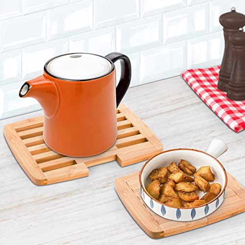 Yarlung 2 Pack Bamboo Trivet Expandable 9 Inch to 11.8 Inch, Square Hot Pad Trivet Wooden Heat Resistant Mat for Hot Dishes, Bowls, Plates, Pots and Pans, Tabletop Protection by yarlung - Used condition - Image 7