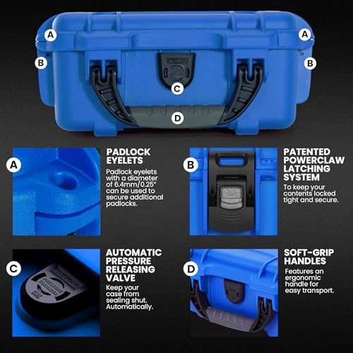 Image of NANUK 904 Empty Hard Case - IP67 Waterproof Protective Hard-Shell Case, Impact-Resistant & Dustproof Storage Case, Perfect for Travel, 10.2 inch x 7.9 inch x 4.5 inch, Made in Canada - Blue