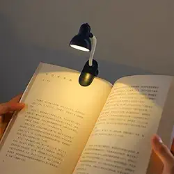 Mini Lâmpada De Mesa LED Alimentada Por Bateria Livro De Leitura com Clipe De suporte Luz Ajustável Portátil. (preta)