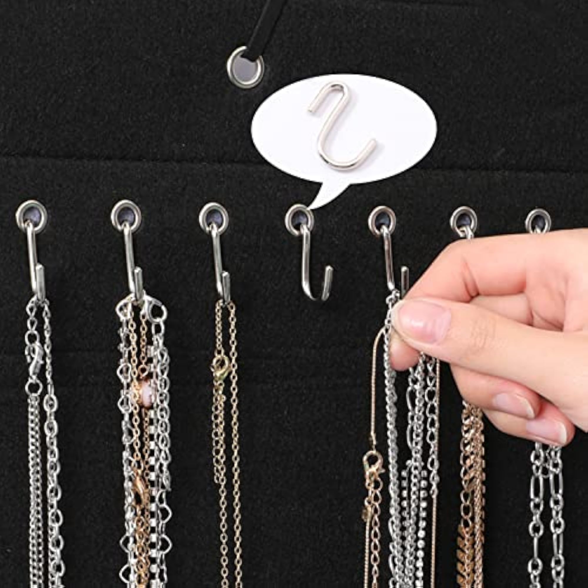 Wall Hanging Jewelry Organizer with 24 Hooks for Door or Closet