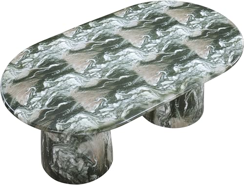 Image of Meridian Furniture 702Green-T Cosenza Collection Art Deco 78 inch Indoor /Outdoor Concrete Dining Table with Green Marble Finish, 78 inch W x 44.5 inch D x 30 inch H, Green