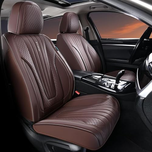 Image of FLORICH Car Seat Covers, Premium Leatherette Car Seat Covers Front Seats, Waterproof Nappa Leather Seat Protectors, Breathable Car Seat Cushion for Most Sedans Cars SUV Trucks, Coffee