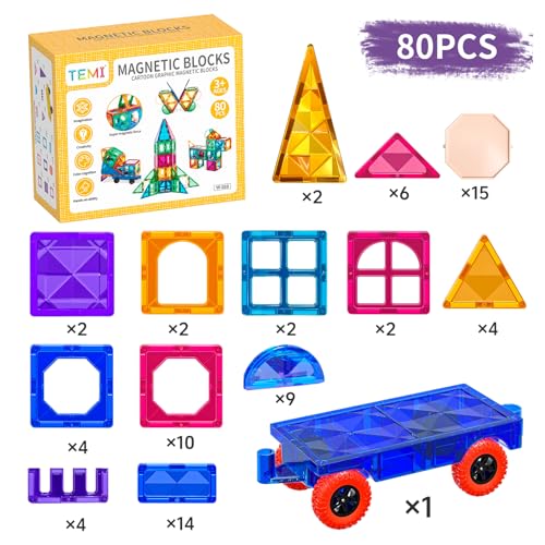 Temi YF-010 Magnetic Tiles,Building Blocks, Magnets Building Set, Learning And Education Toys Christmas Toy Gift For Ages 3 4 5 6 7 8+ Year Old Toddler Kids Boys And Girls thumb #5