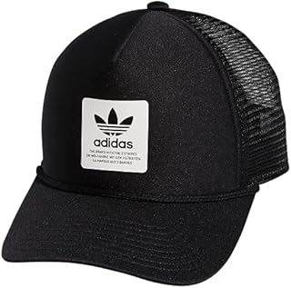 adidas Originals Dispatch Trucker 5-Panel High Crown Mesh-Back Adjustable Strapback Cap, Black/White, One Size